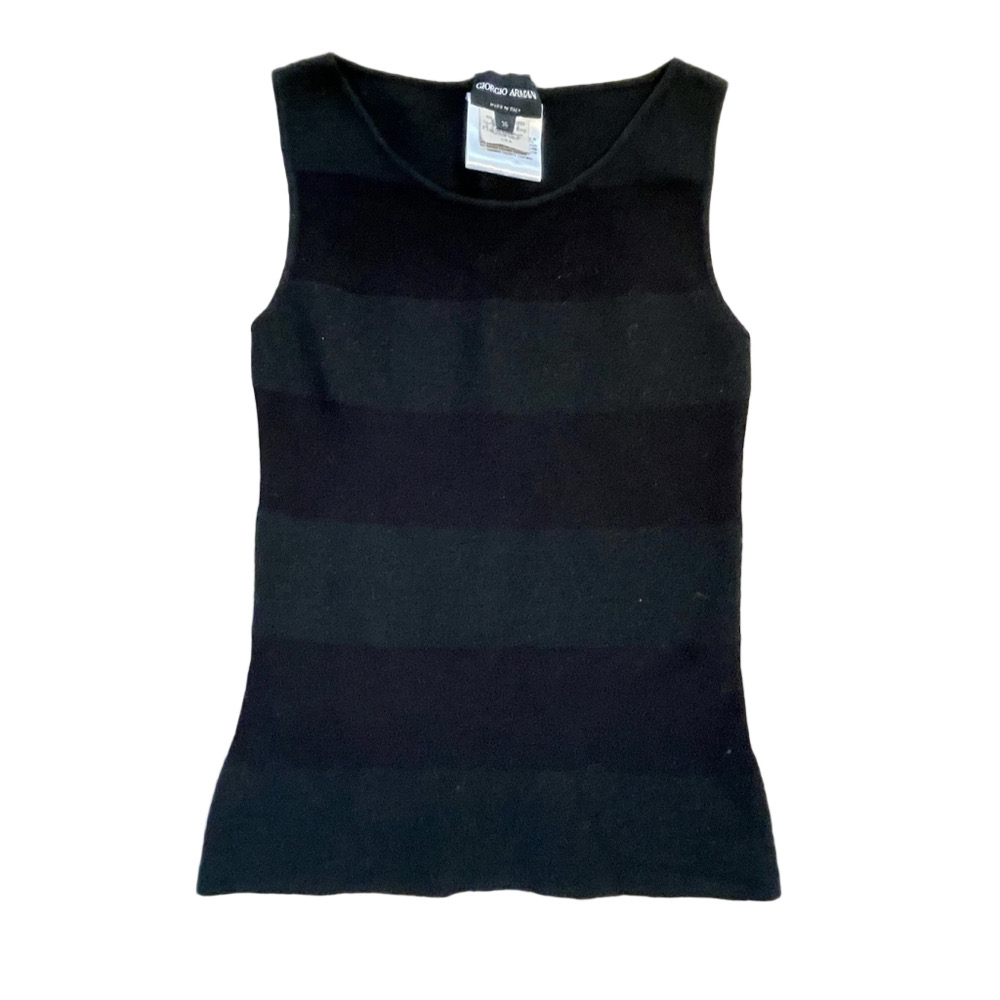 Giorgio Armani Two-Tone Black Wool Blend Sleeveless Sweater Women's 36